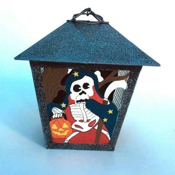 Metal Halloween Candle/Tea Light Lantern with Grim Reaper - Picture 1 of 7